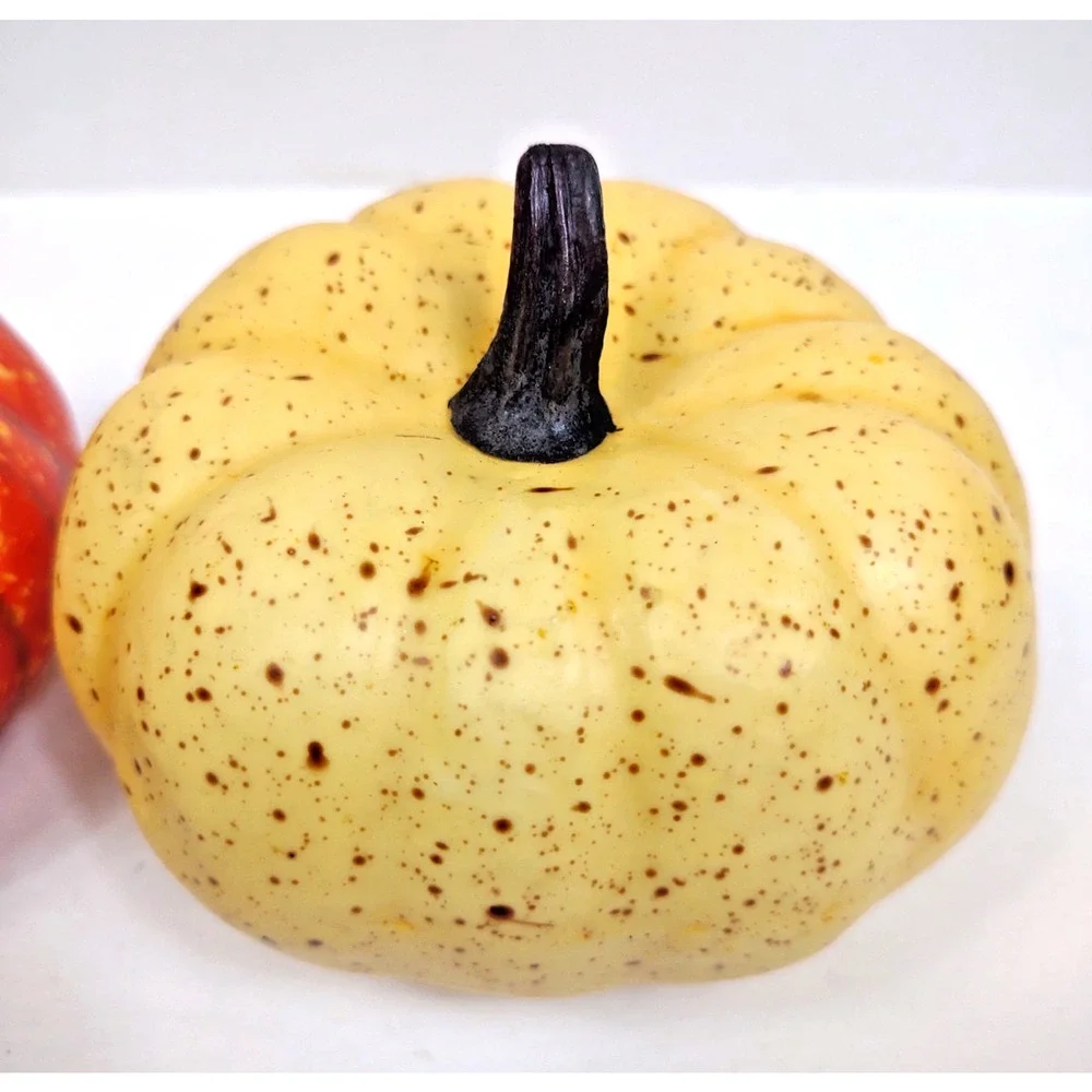 Set of 2 Vintage Decorative Pumpkins Small Foam Plastic Autumn Fall Decoration